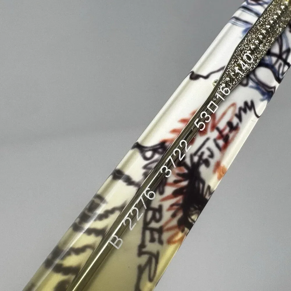 Burberry B2276 3722 Graffiti Print Cat Eye Eyeglass Frames 53-16-140